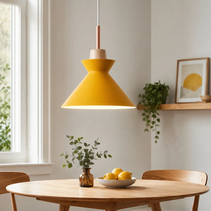Modern Wood and Iron Pendant Light