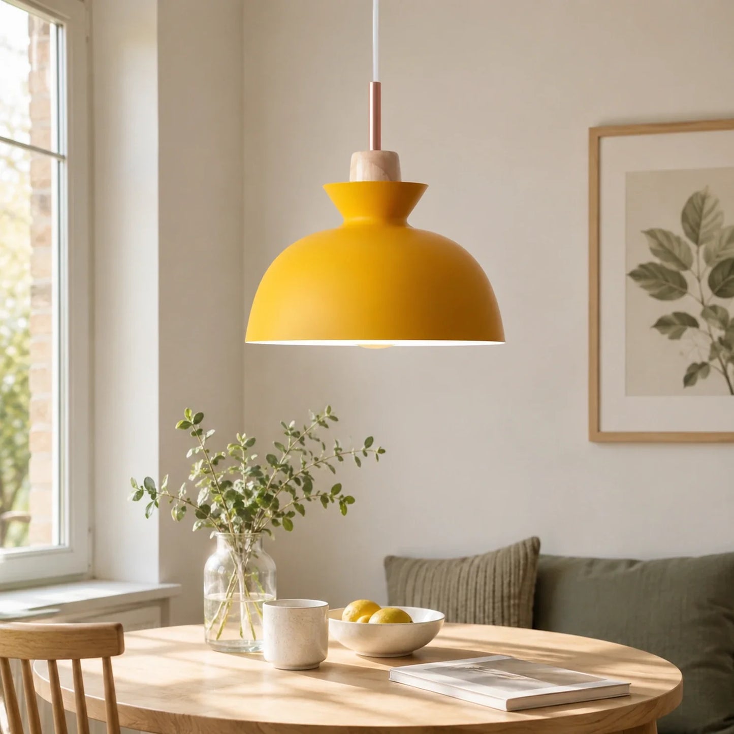 Modern Wood and Iron Pendant Light