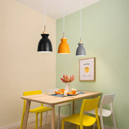 Modern Wood and Iron Pendant Light