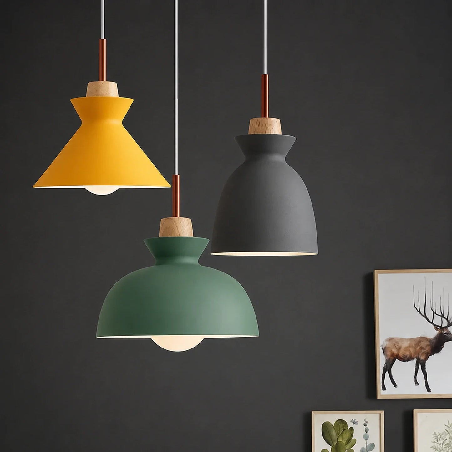 Modern Wood and Iron Pendant Light