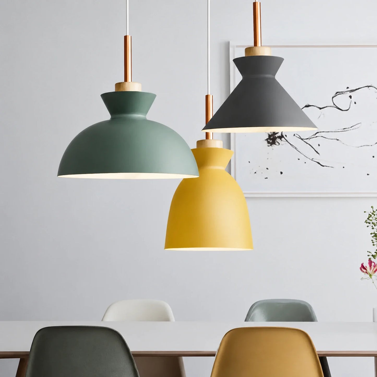 Modern Wood and Iron Pendant Light