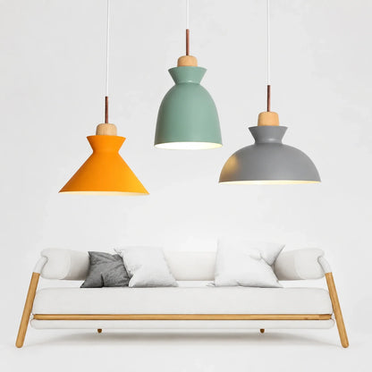 Modern Wood and Iron Pendant Light
