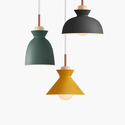 Modern Wood and Iron Pendant Light