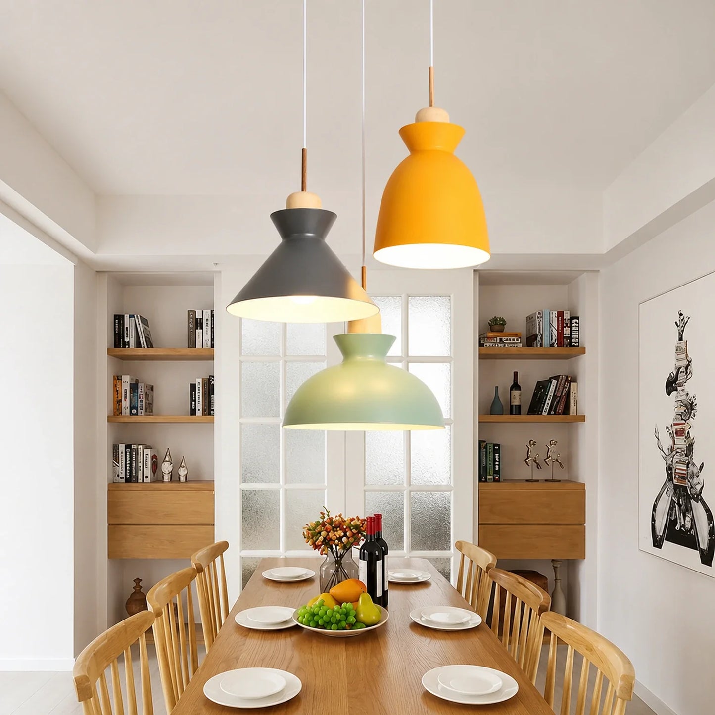 Modern Wood and Iron Pendant Light