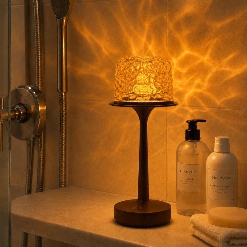 Projector table lamp with a textured inner dome