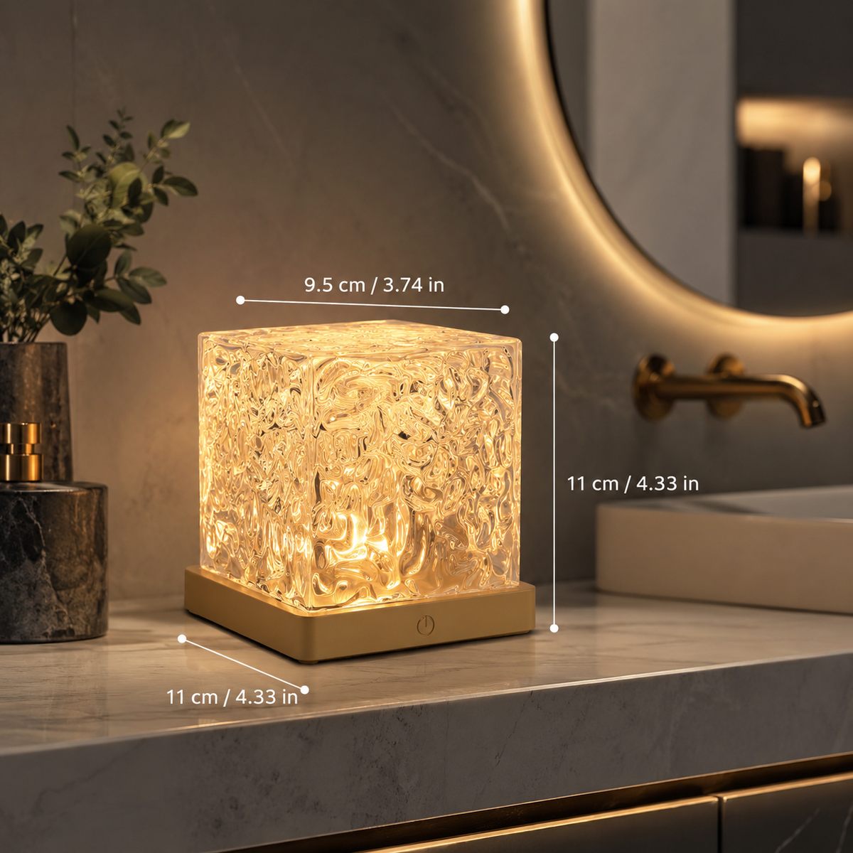 Ocean lamp dimension diagram showing 11 cm height and base width
