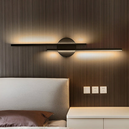 Offset Dual-Bar LED Wall Light with Round Backplate — product view 4