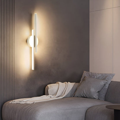 Offset Dual-Bar LED Wall Light with Round Backplate — product view 5