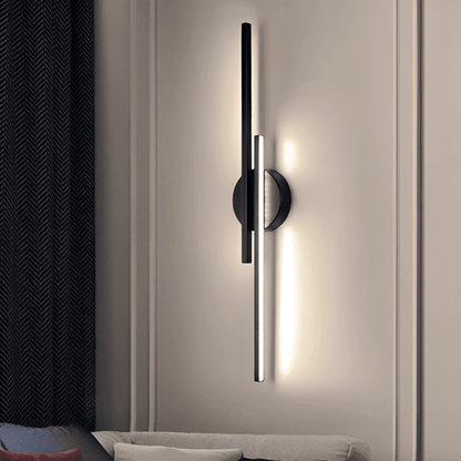 Offset Dual-Bar LED Wall Light with Round Backplate — product view 6