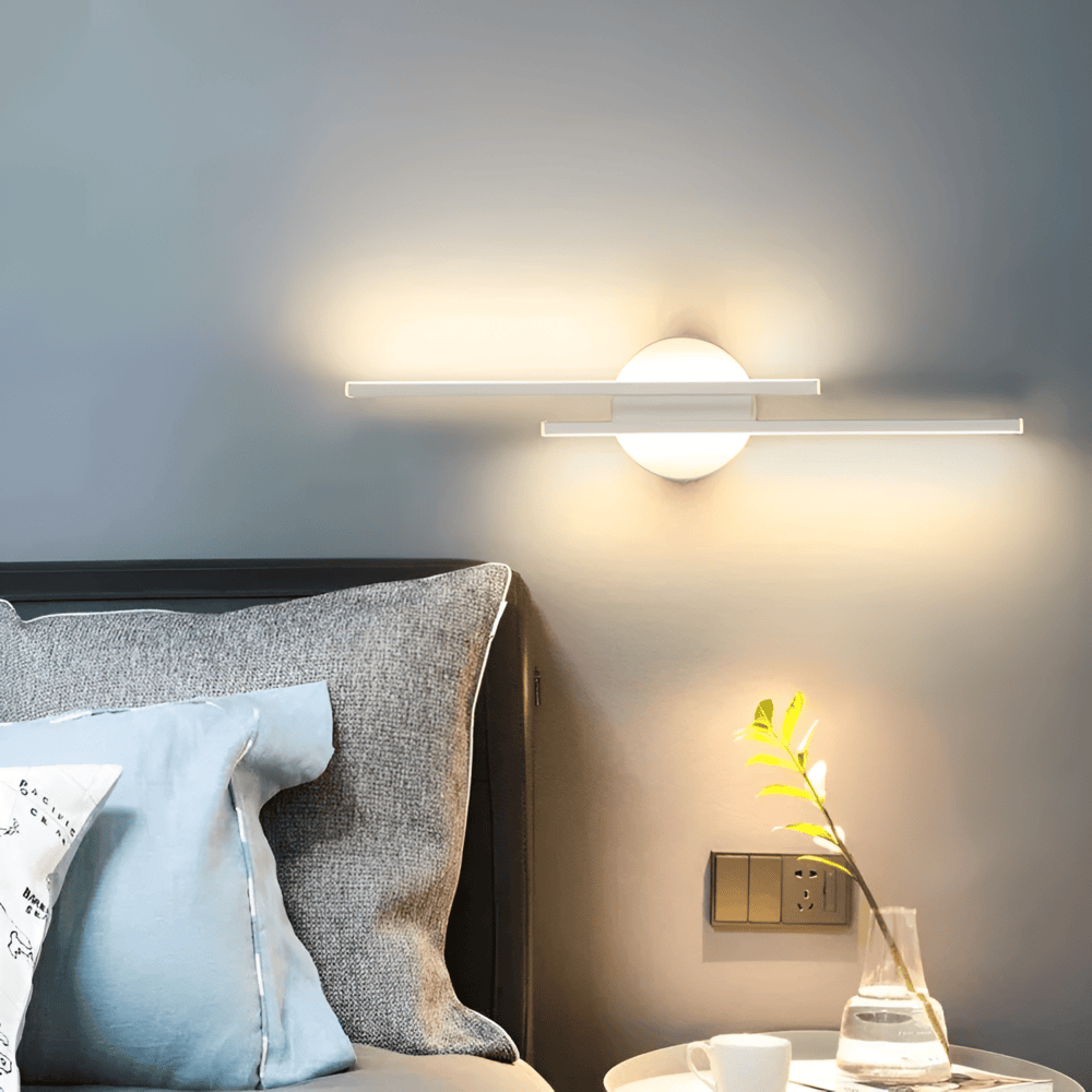 Offset Dual-Bar LED Wall Light with Round Backplate — product view 7