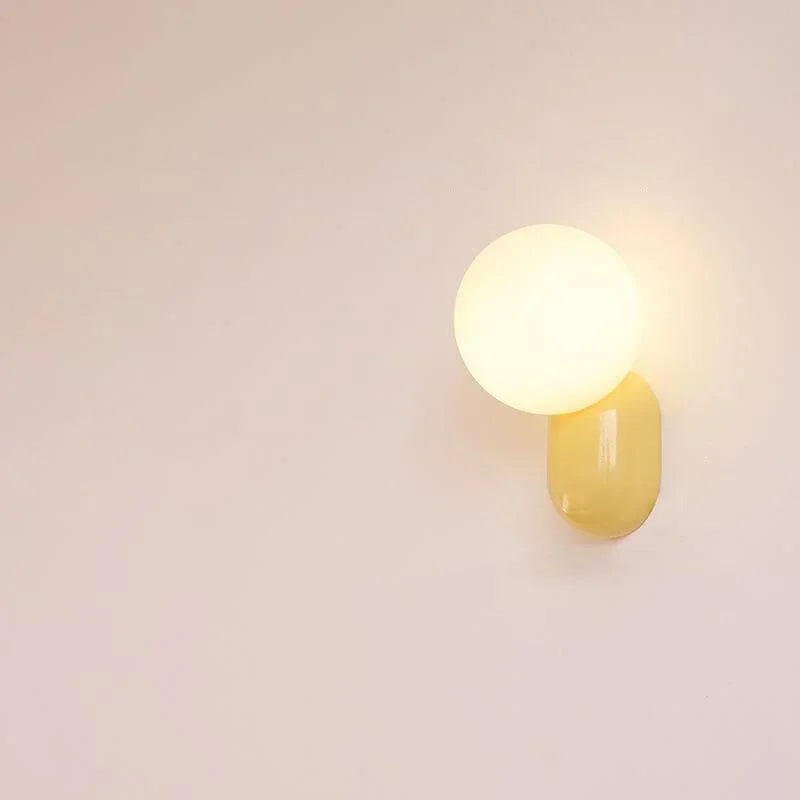 Yellow resin base opal globe wall light
