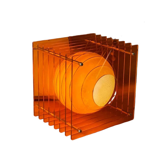 Orange acrylic cube rechargeable LED table lamp