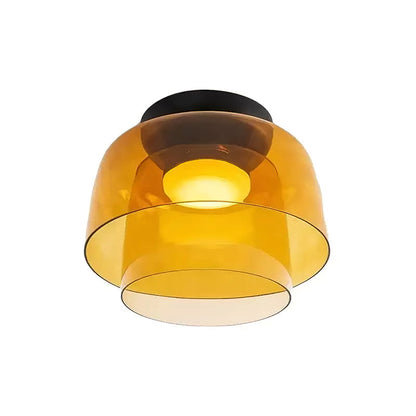 Orange layered glass ceiling light, Ø32 × H24 cm