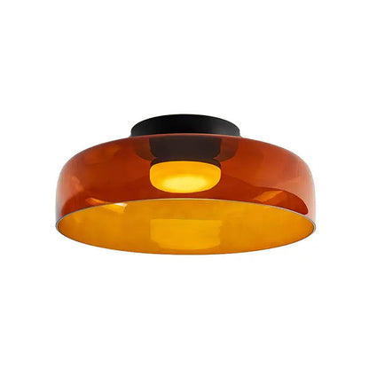 Orange layered glass ceiling light, Ø42 × H11 cm