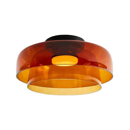 Orange layered glass ceiling light, Ø42 × H18 cm