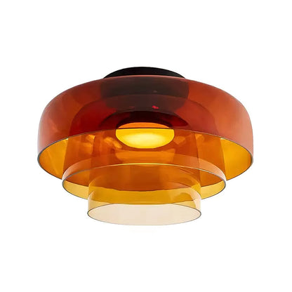 Orange layered glass ceiling light, Ø42 × H26 cm