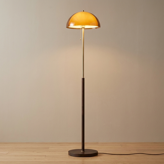 Orange LED floor lamp with pull chain switch