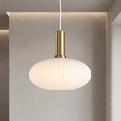 Ribbed Glass Pendant Light with Adjustable Cord