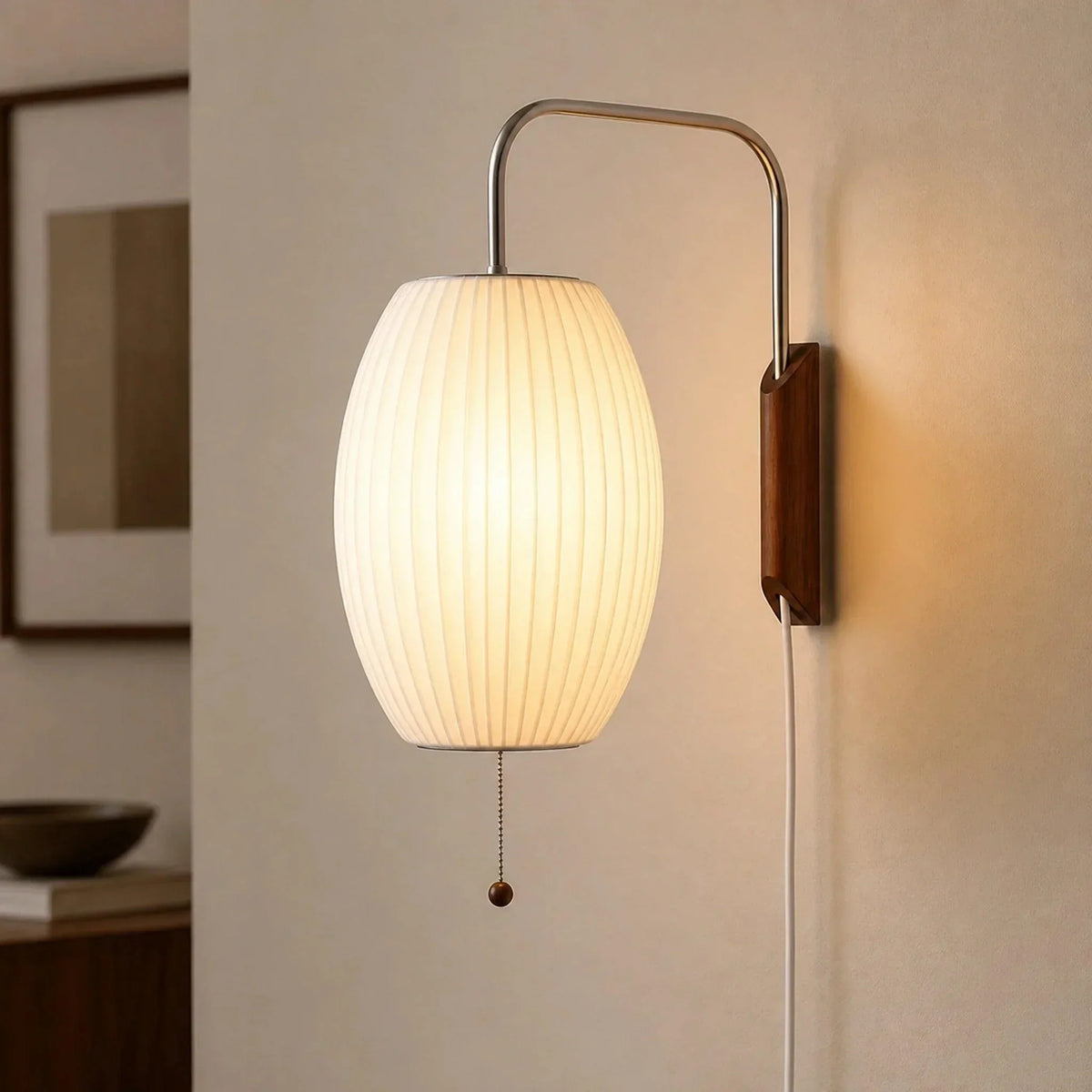 Tall oval ribbed wall light