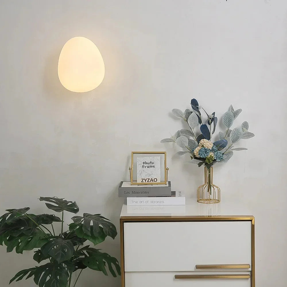 Pebble Glass Wall Light with Round Gold-Tone Base — product view 4