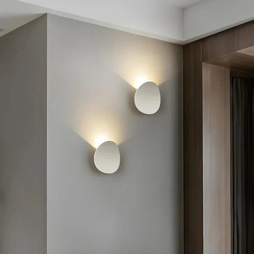 Pair of white pebble wall lights
