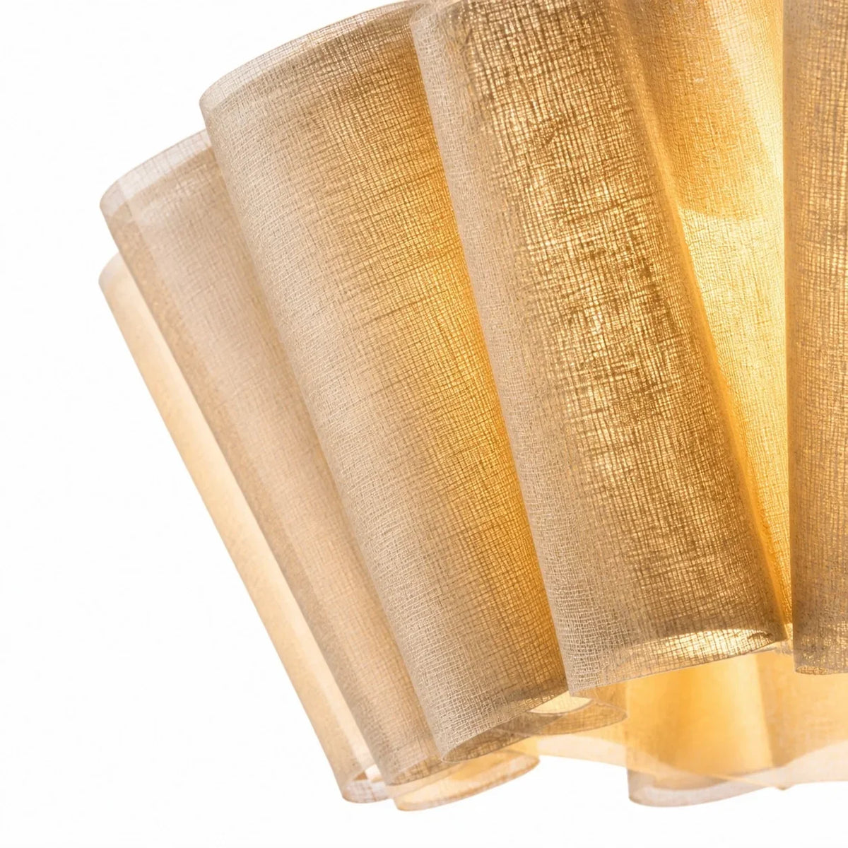 Close view of pleated woven fabric shade