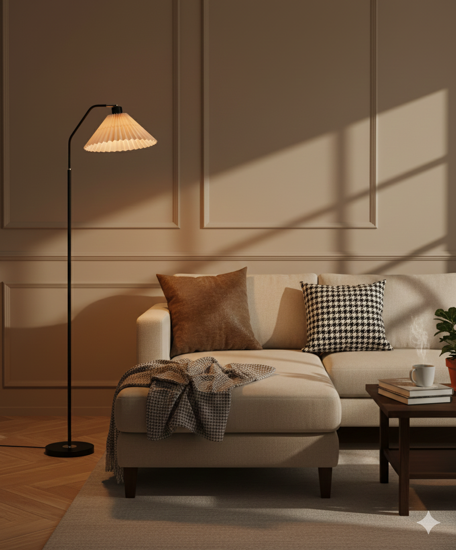Pleated Paper Shade Floor Lamp