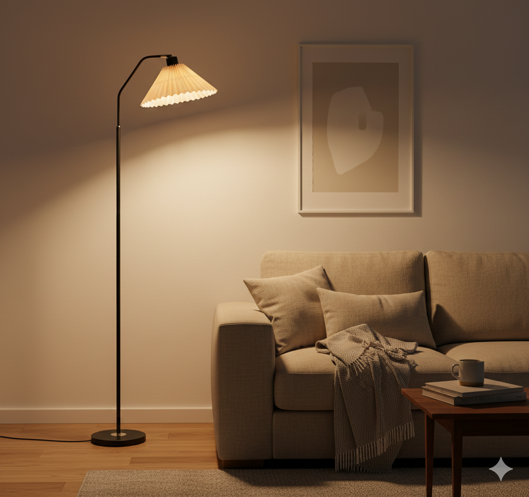 Pleated Paper Shade Floor Lamp