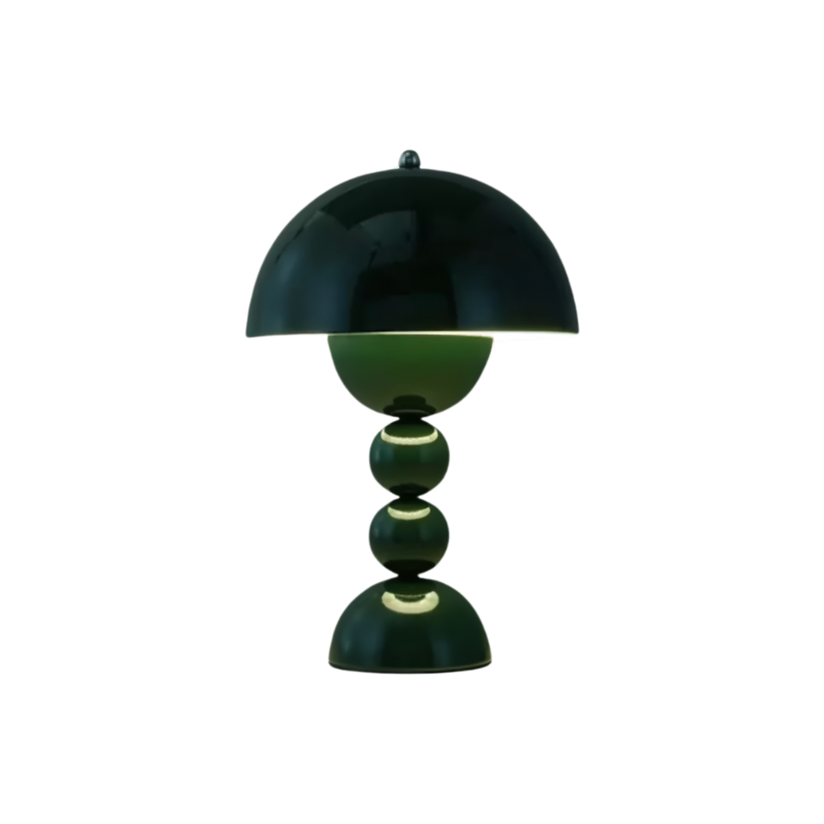 Green dome table lamp with sculptural stacked sphere base