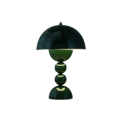 Green dome table lamp with sculptural stacked sphere base