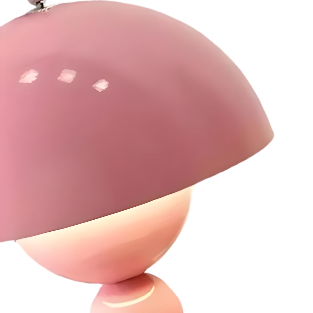 Pink dome table lamp with sculptural stacked sphere base