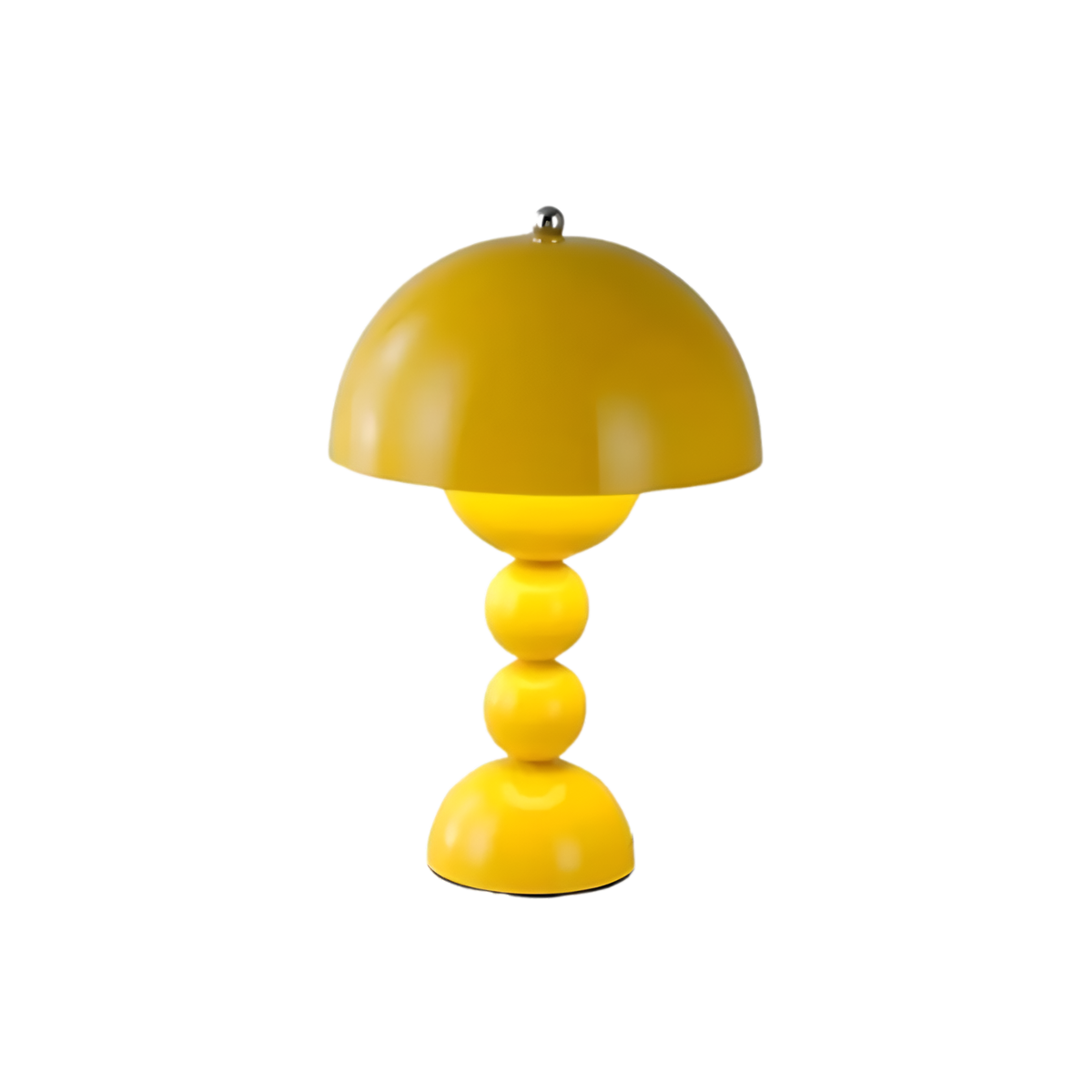 Yellow dome table lamp with sculptural stacked sphere base