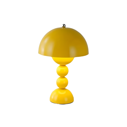 Yellow dome table lamp with sculptural stacked sphere base