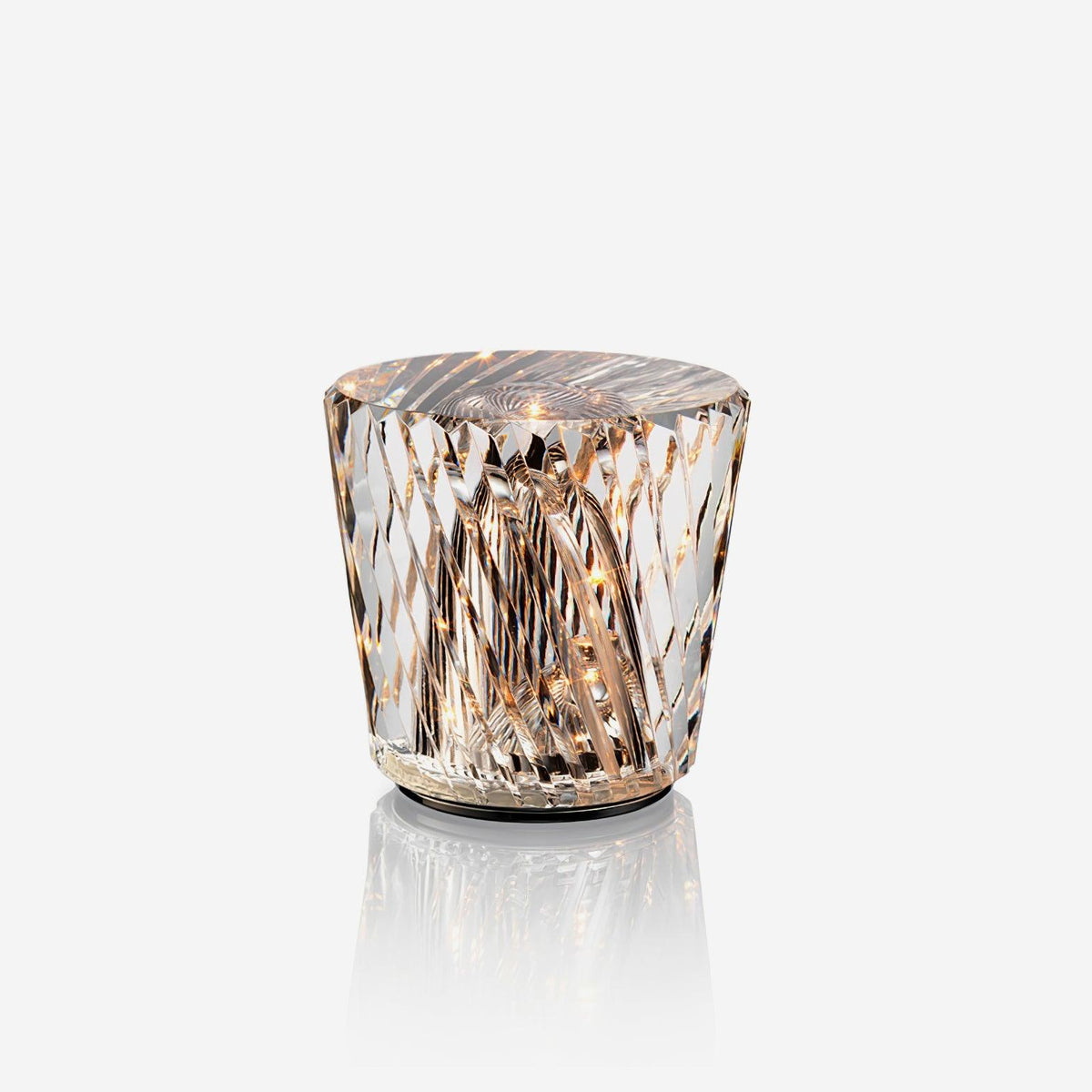 Mini faceted crystal glass table lamp with warm ambient glow 1