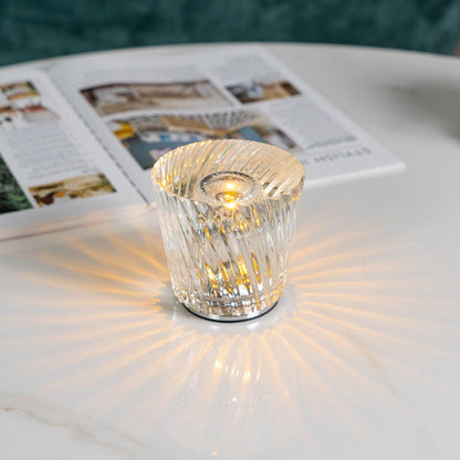 Mini faceted crystal glass table lamp with warm ambient glow 10
