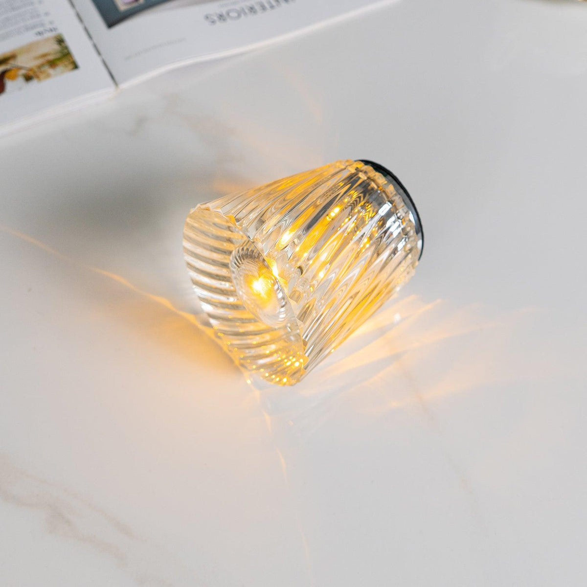 Mini faceted crystal glass table lamp with warm ambient glow 11