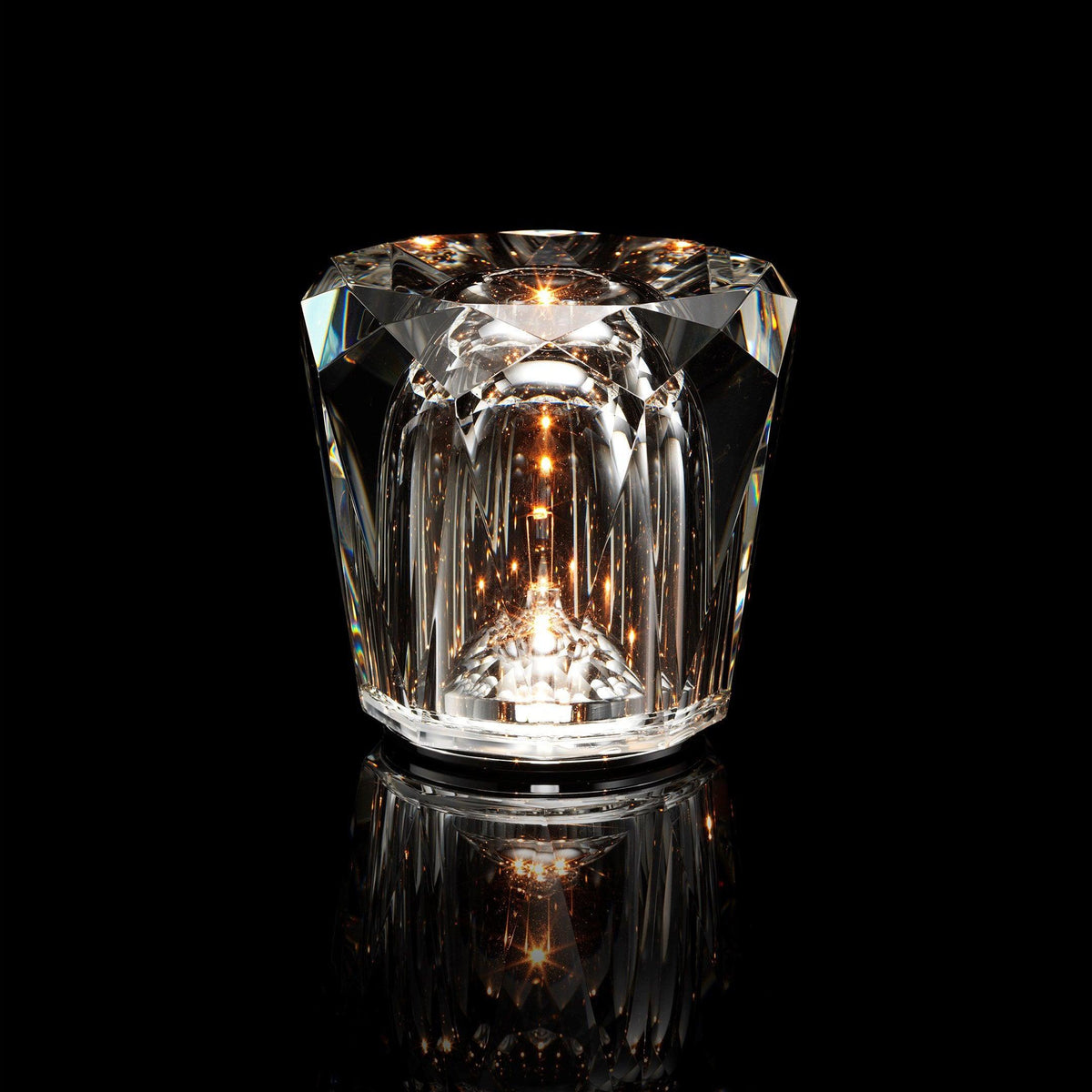 Mini faceted crystal glass table lamp with warm ambient glow 17