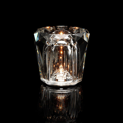 Mini faceted crystal glass table lamp with warm ambient glow 17