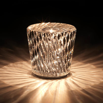 Mini faceted crystal glass table lamp with warm ambient glow 2