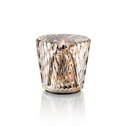 Mini faceted crystal glass table lamp with warm ambient glow 28