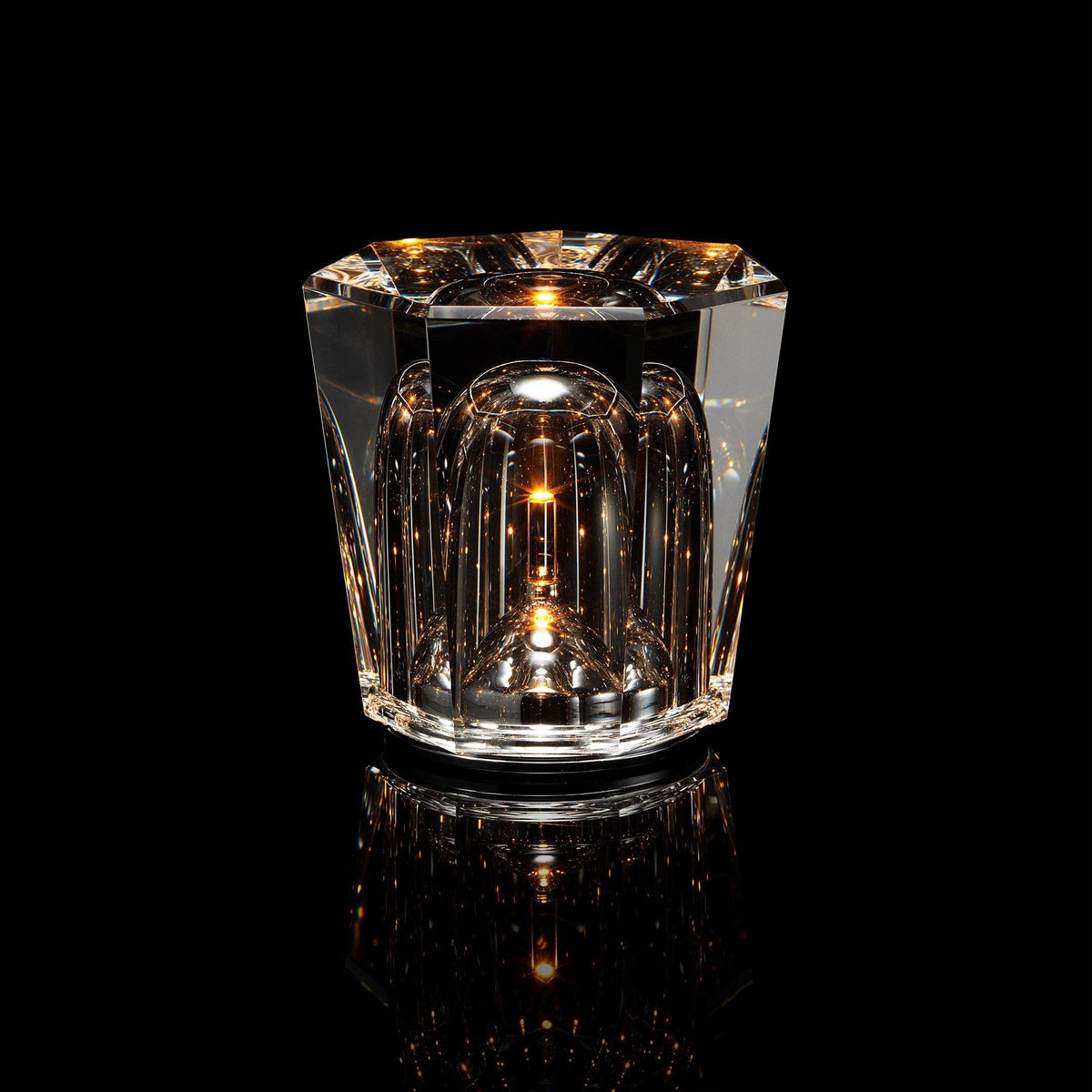 Mini faceted crystal glass table lamp with warm ambient glow 30