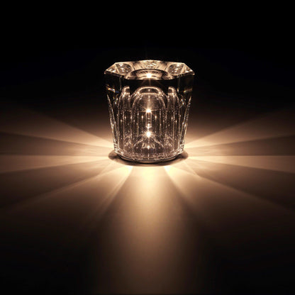 Mini faceted crystal glass table lamp with warm ambient glow 32