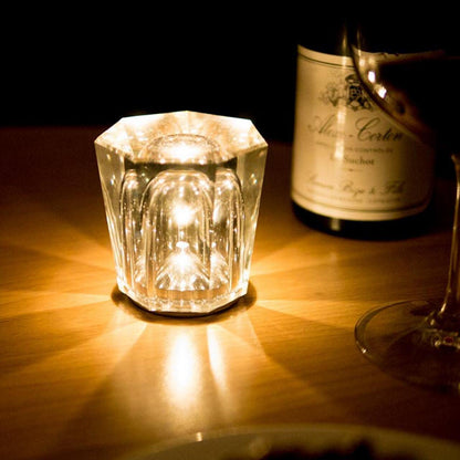 Mini faceted crystal glass table lamp with warm ambient glow 34