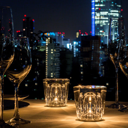 Mini faceted crystal glass table lamp with warm ambient glow 35