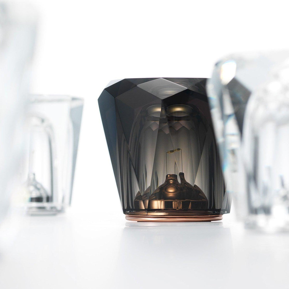 Mini faceted crystal glass table lamp with warm ambient glow 4