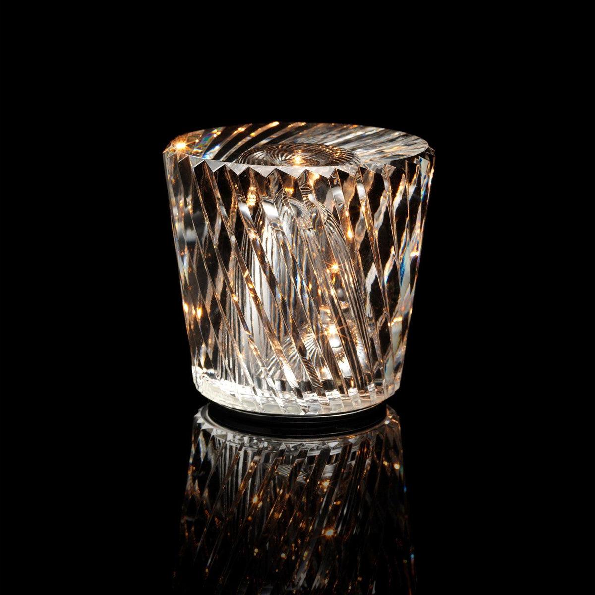 Mini faceted crystal glass table lamp with warm ambient glow 43