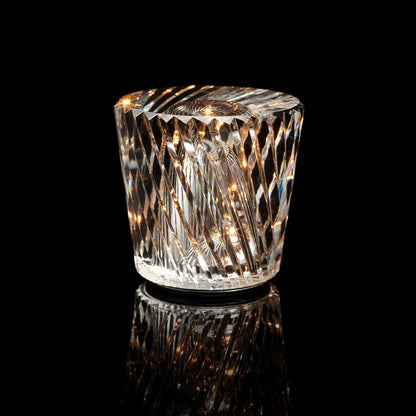 Mini faceted crystal glass table lamp with warm ambient glow 43