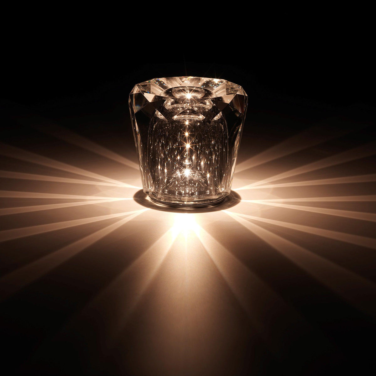 Mini faceted crystal glass table lamp with warm ambient glow 46