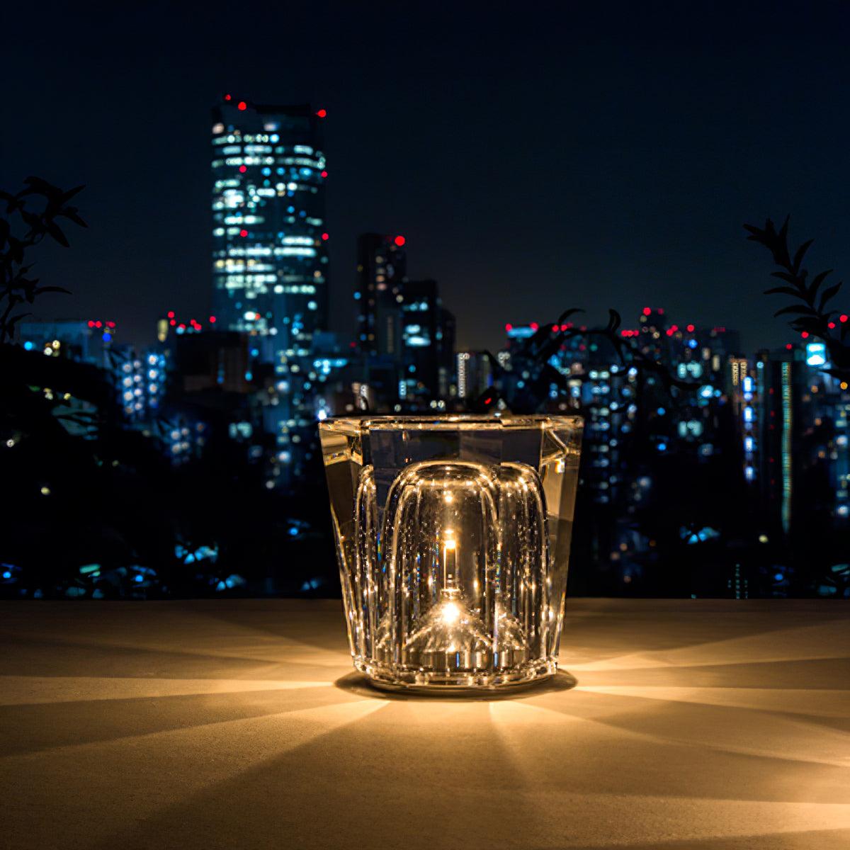 Mini faceted crystal glass table lamp with warm ambient glow 47