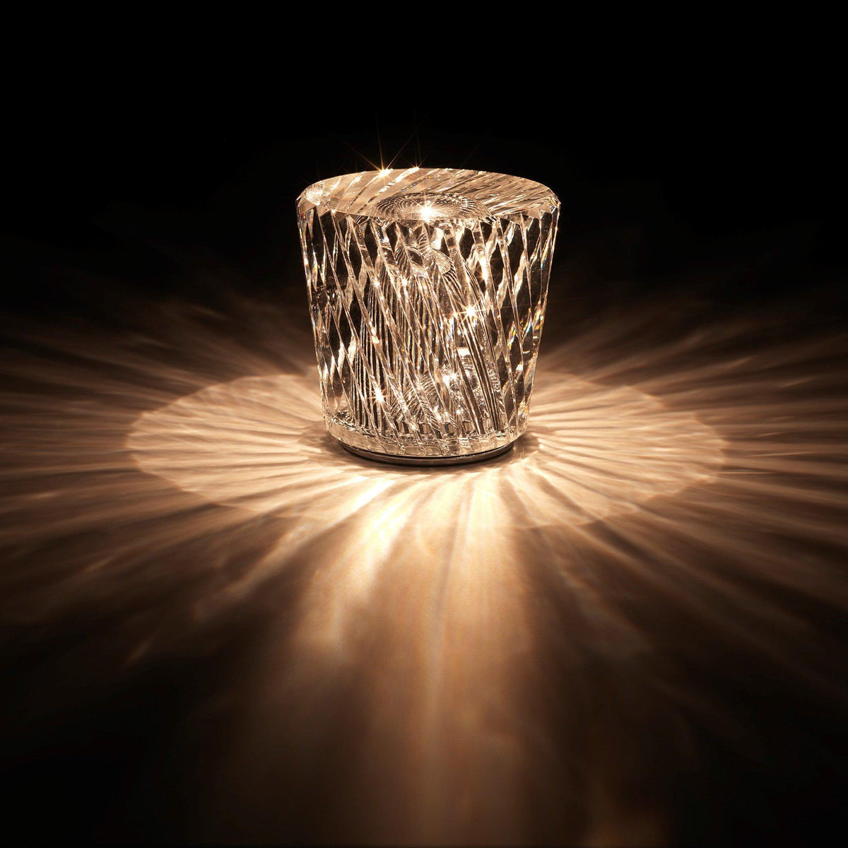 Mini faceted crystal glass table lamp with warm ambient glow 48